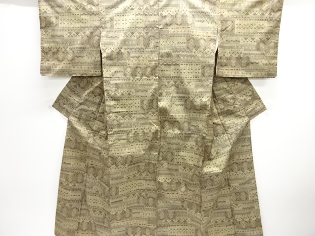 JAPANESE KIMONO / DORO OSHIMA TSUMUGI (5 maruki) / WOVEN FLOWER CREST SARASA